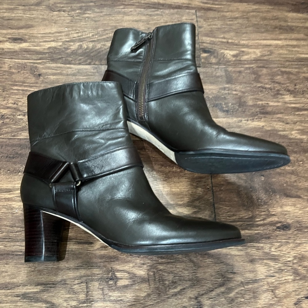COLE HAAN Dark Brown Leather Ankle Boots‎ Sz. 9AA